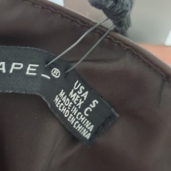 $69,Black tape leather skirt womens size small brown short pockets Western New - Picture 4 of 10